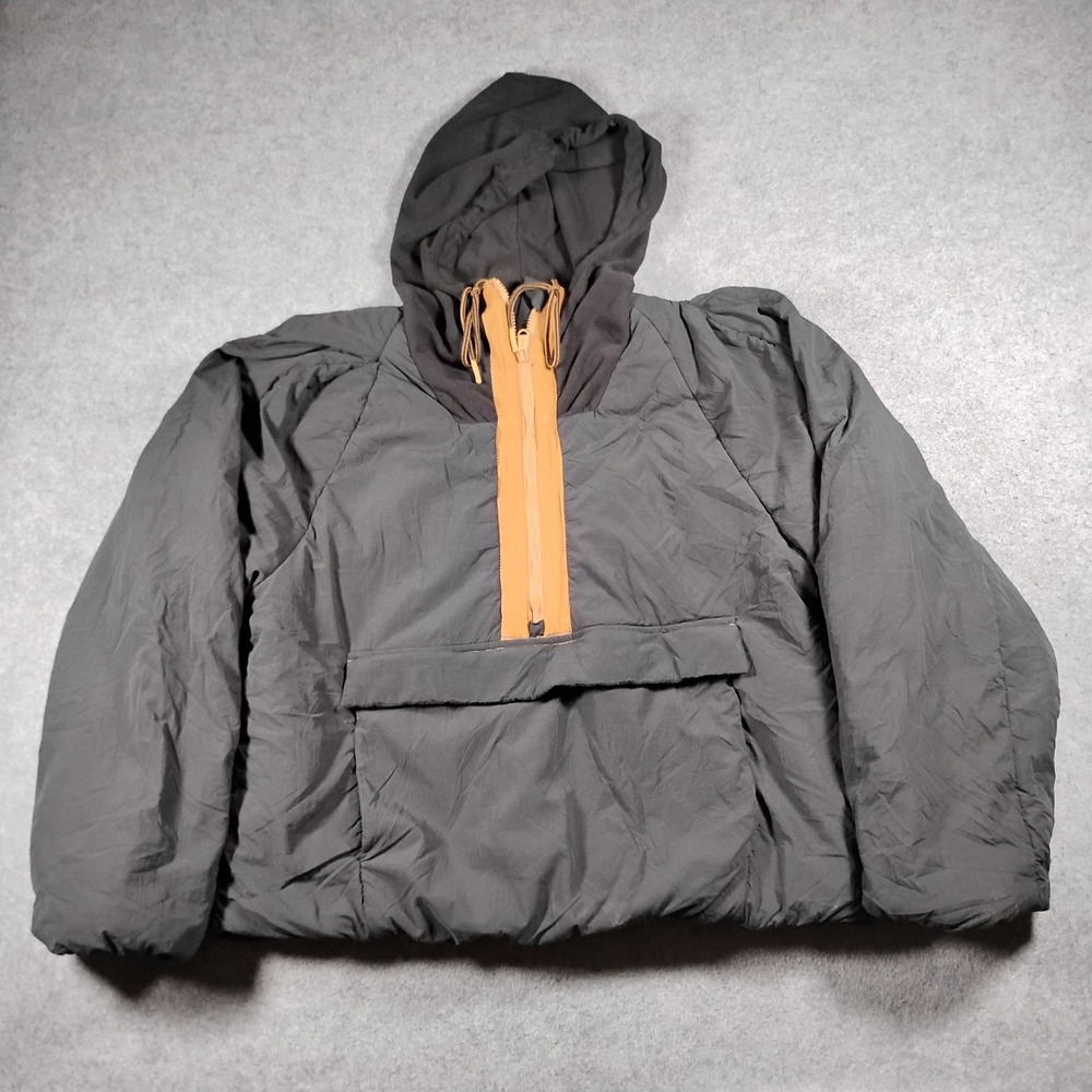 FP Movement In A Pillow Puffer Anorak Grey Orange Half Zip Hooded Jacket L